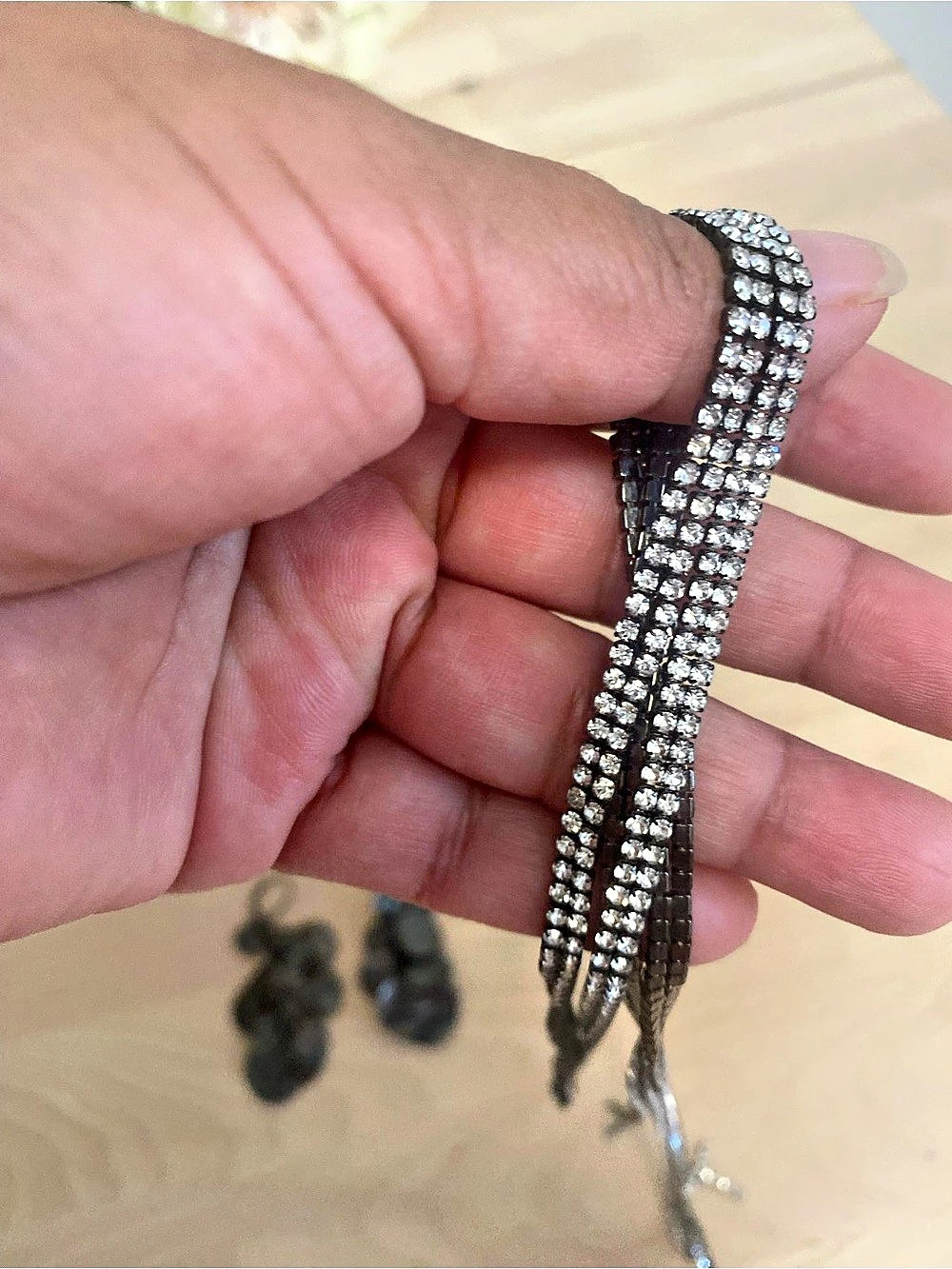 Silver-Tone Rhinestone Chain Necklace - Picture 3 of 4